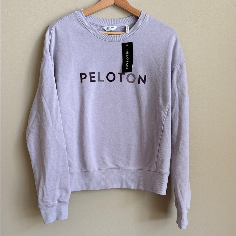 NEW Peloton Light Purple Crewneck Pullover - Velvet Lettering - Size Medium